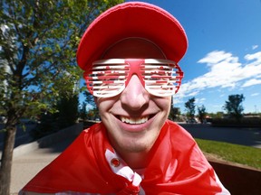 Brant York shows his Canadian spirit near downtown Calgary on July 1, 2018.