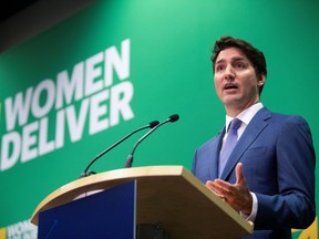 Canada's Prime Minister Justin Trudeau responds to a question about whether Canada's treatment of missing and murdered Indigenous women and girls amounting to genocide during a news conference after announcing a $1.4 billion annual commitment to support women's global health at the Women Deliver 2019 Conference at the Vancouver Convention Centre in Vancouver, B.C., Canada June 4, 2019.