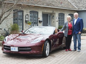 COPING Centre founders Glenn and Roslyn Crichton will hand over the keys to this 2019 Corvette 2LT Long Beach Red Stingray convertible in November.