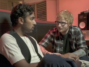 Himesh Patel, left, plays a singer who gets a career boost from Ed Sheeran (playing himself) in "Yesterday." (Jonathan Prime, Universal Pictures)