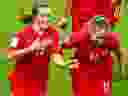 Canada's Jessie Fleming celebrates with team mates after scoring her first goal against New Zealand in a 2019 FIFA Women's World Cup Group E game at the Stade des Alpes in Grenoble France on June 15, 2019. 