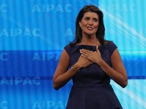 Former U.S. Ambassador to the UN Nikki Haley walks onstage to speak at the annual American Israel Public Affairs Committee (AIPAC) conference on March 25, 2019 in Washington, D.C. (Mark Wilson/Getty Images)