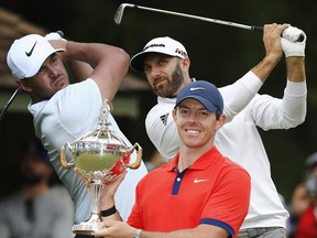 HAMILTON, ONTARIO - JUNE 06:  Dustin Johnson of the United States plays his shot from the 16th tee during the first round of the RBC Canadian Open at Hamilton Golf and Country Club on June 06, 2019 in Hamilton, Canada. (Photo by Mark Blinch/Getty Images)