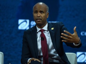 Immigration Minister Ahmed Hussen speaks at the 2017 Concordia Annual Summit at Grand Hyatt New York on Sept. 18, 2017 in New York City.  (Riccardo Savi/Getty Images for Concordia Summit)
