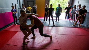 Gemma Sheehan, founder of Girls Who Fight, leads a class on mixed martial arts techniques at Undisputed MMA in Toronto, Ont., on Saturday, May 25, 2019. (Ernest Doroszuk/Toronto Sun/Postmedia)