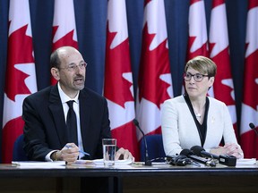 Marie-Claude Landry, Chief Commissioner of the Canadian Human Rights Commission, and Ivan Zinger, Correctional Investigator of Canada, hold a press conference at the National Press Theatre in Ottawa on Thursday, Feb. 28, 2019. (THE CANADIAN PRESS/Sean Kilpatrick)