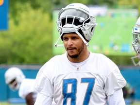 Newly signed player Jermaine Kearse at a mini-camp practice.