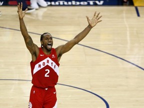 Kawhi Leonard is free to sign anywhere on Sunday. GETTY IMAGES