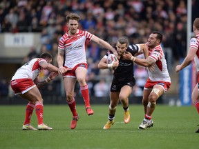 Liam Kay (centre) and the Toronto Wolfpack defeated Toulouse Saturday. (Getty images)