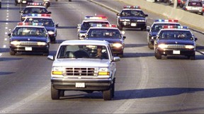 The white Bronco’s surreal slow-motion dash on a Los Angeles freeway.