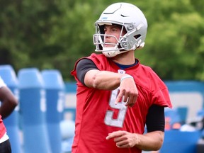 Detroit Lions quarterback Matthew Stafford at practice in Allen Park, Mich.