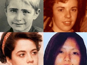 Toronto Police are highlighting the historical missing children cases of (clockwise from top left)  Richard 'Peewee' Marlow, Helga Kaserer, Amber Carrie Potts and Nancy Liou.