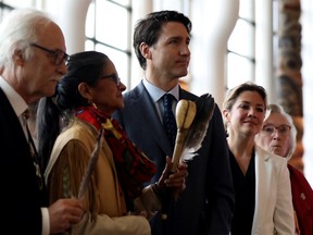 Canada's Prime Minister Justin Trudeau and his wife Sophie attend the closing ceremony of the National Inquiry into Missing and Murdered Indigenous Women and Girls in Gatineau, Quebec, Canada, June 3, 2019. (REUTERS/Chris Wattie)
