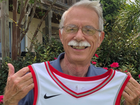 Jim Naismith, 82, of Corpus Christie, Texas, is named after Canadian Dr. James Naismith who invented basketbal in 1891 and is proudly cheering on the Toronto Raptors in their historic NBA Finals run. (supplied photo)