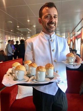 Welcome souffles served aboard CroisiEurope’s MS Amalia Rodrigues, the newest ship in the French cruise line’s fleet. It joins the company’s four other ships on the Douro River in Portugal. (PAT LEE)