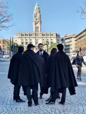 University students hang out in downtown Porto in their traditional black robes, thought to have been the inspiration for J.K. Rowling’s famous tomes. (PAT LEE)