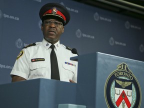 Toronto Police Chief Mark Saunders during a press conference with updates on their investigation into the Danforth shooting on Friday, June 21, 2019. (Veronica Henri/Toronto Sun/Postmedia Network)