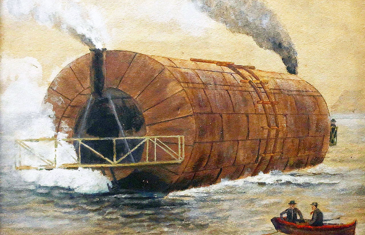 Bateau rouleur de Toronto - 1897 Sun-june-2-knapps-roller-boat-painting-by-thomas-harrison-wilkinson-canadian-1847-1929
