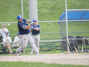 Damon Topolie and the Maple Leafs baseball team took a bad 15-5 loss to the Barrie Baycats (Erin Riley photo)