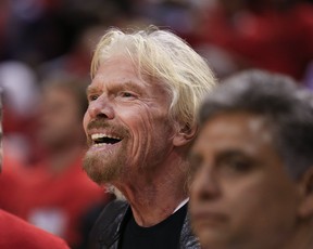 Sir Richard Branson during Monday’s game between the Raptors and the Golden State Warriors