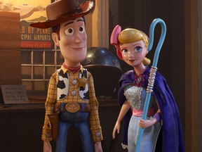 Woody (Tom Hanks) and Bo Peep (Annie Potts) in a scene from Toy Story 4. (Disney/Pixar)