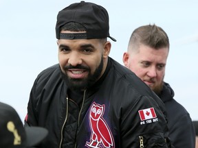Drake at the Raptors Championship parade in Toronto on Sunday June 17, 2019. Veronica Henri/Toronto Sun/Postmedia Network