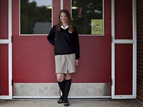 EDMONTON AB: July 26, 2011 Lauren Smiley, 15, is pictured in her school uniform at Jean Forest Leadership Academy July 26, 2011 Smiley is going into Gr. 9 and will be wearing a school uniform.