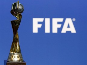 The trophy of the FIFA Women's FIFA World Cup is seen before the announcement ceremony for the Women's FIFA World Cup 2019 at their headquarters in Zurich March 19, 2015.