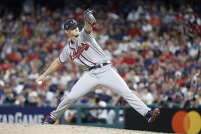 National League pitcher Mike Soroka of the Atlanta Braves throws during the sixth inning of the MLB All-Star Game. (John Minchillo/The Associated Press)