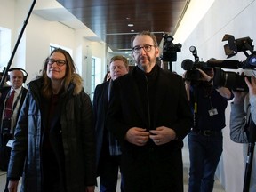 Gerald Butts, former principal secretary to Canada's Prime Minister Justin Trudeau, and his wife Jody leaves after testifying at the House of Commons justice committee on Parliament Hill on March 6, 2019 in Ottawa, Canada.