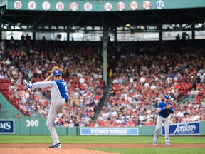 Trent Thornton #57 of the Toronto Blue Jays pitches in the first inning against the Boston Red Sox at Fenway Park on July 15, 2019 in Boston. (Photo by Kathryn Riley/Getty Images)
