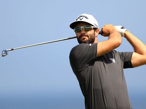 Adam Hadwin of Canada plays his shot from the sixth tee during a practice round prior to the 148th Open Championship held on the Dunluce Links at Royal Portrush Golf Club on July 15, 2019 in Portrush, United Kingdom.
