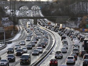 A file photo of morning rush hour on the Don Valley Parkway in Toronto.