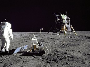 Astronaut Buzz Aldrin is pictured during the Apollo 11 extravehicular activity on the moon, July 29, 1969. NASA/Handout via REUTERS/