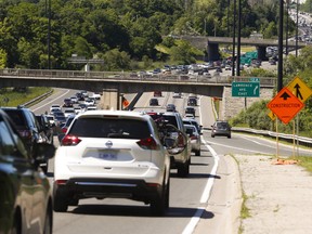 Expect lots of congestion on the Don Valley Parkway this week as crews repair four bridges. (Jack Boland, Toronto Sun)