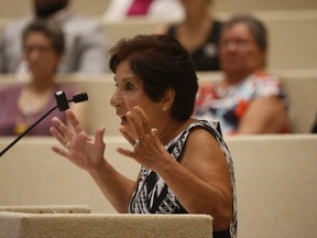 Scarborough resident, Mary Ciccone, voices her concerns about the Thunder Woman Healing Lodge Society facility at a committee meeting at Scarborough Civic Centre. (Jack Boland, Toronto Sun)