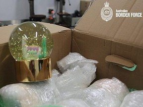 Meth was hidden in snow globes sent to Australia from Canada. (ABF)