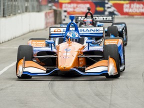 Scott Dixon of New Zealand takes part in the first of two practice sessions at the Honda Indy in Toronto, on Friday, July 12, 2019. THE CANADIAN PRESS/Andrew Lahodynskyj