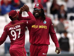 Cricket - ICC Cricket Chris Gayle (right) put on an amazing show of batting for Winnipeg. (REUTERS)