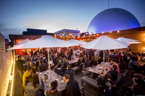 On a sunny day, the patio of the SAT’s Foodlab is a popular place where locals hang out for a “cinq a sept.” (Sebastien Roy/SAT photo)