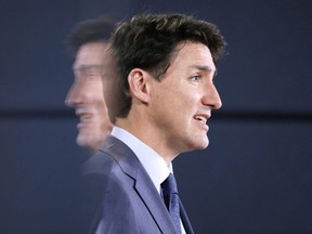 Canada's Prime Minister Justin Trudeau speaks during a news conference about the government's decision on the Trans Mountain Expansion Project in Ottawa on June 18, 2019.