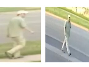Images released by Waterloo Regional Police of a man wanted in three sexual assaults of children between 2013 and 2019.