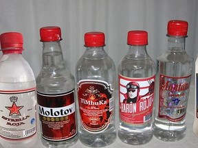 Some of the booze pulled from bars and store shelves in Costa Rica.