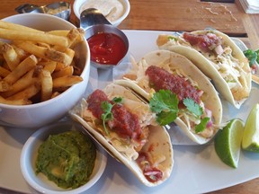 Baja Fish Tacos on the menu at the Cactus Club Cafe at Sherway Gardens.
