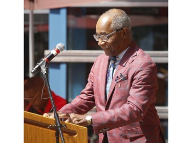 Toronto Service Board member Ken Jeffers at the podium as Toronto Police held there Caribbean Carnival kick-off 2019 in preparation for the parade on August 3rd weekend on Friday July 26, 2019. Jack Boland/Toronto Sun/Postmedia Network
