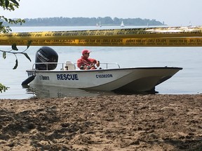 A woman is dead after being pulled from Lake Ontario, off the shore of Cherry Beach in Toronto, on Friday, July 26, 2019. (Kevin Connor/Toronto Sun/Postmedia Network)