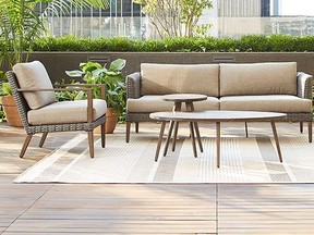 This smart outdoor set from Canadian Tire has a timeless mid-century feel - perfect to create your own 'Mad Men' backyard.
