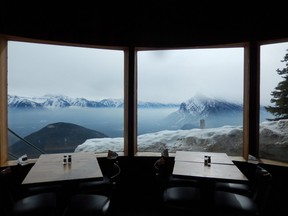 Spectacular view from the Cliffhouse Bistro at Mt. Norquay ski resort. (Kevin Hann)