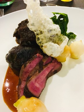 Buttery wagyu beef tongue braised in mirin and veal stock at Three Ravens. (Kevin Hann)