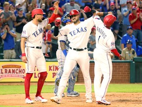 Texas hitters (from left) Hunter Pence, Joey Gallo and Elvis Andrus, along with pitchers Mike Minor and Lance Lynn, have all out-stripped their pre-season expectations. Photo by Richard Rodriguez/Getty Images)